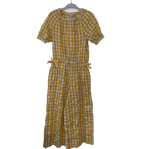 Girls Tucker + Tate Yellow and White Gingham Jumpsuit Size 4